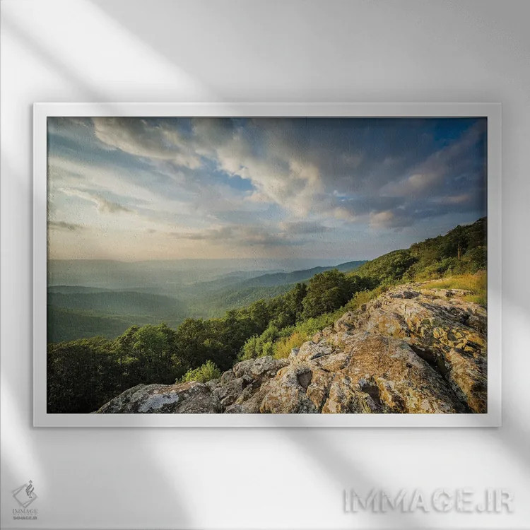 تابلو چشمانداز صخرههای فرانکلین اثر جان بیلوس - نمای قابدار سفید