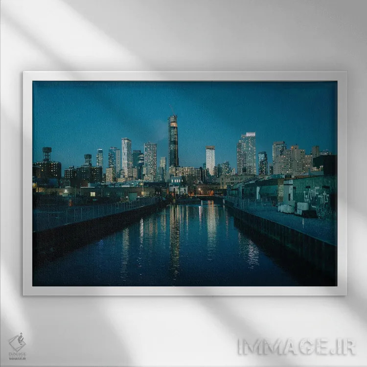 تابلو Brooklyn,کانال گوانوس، بروکلین اثر جان بیلوس - نمای قابدار سفید