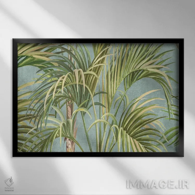 تابلو جنگل نخلهای سبز اثر الکس بلک - نمای قابدار مشکی