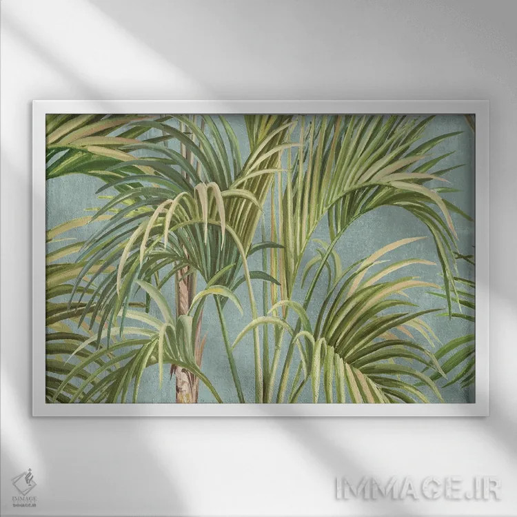 تابلو جنگل نخلهای سبز اثر الکس بلک - نمای قابدار سفید