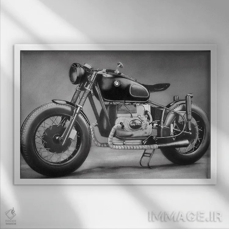 تابلو سواری خوب (سیاه و سفید) II اثر جی.بلو استودیو (استودیو هنری) - نمای قابدار سفید