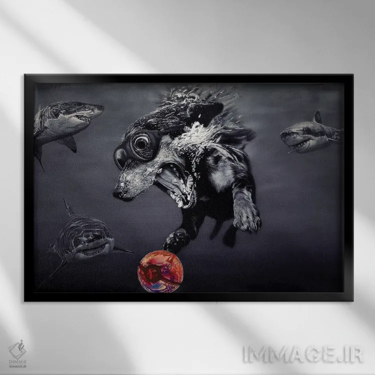 تابلو اگر میتوانی مرا بگیر (سیاه و سفید) اثر جی.بلو استودیو (استودیو هنری) - نمای قابدار مشکی