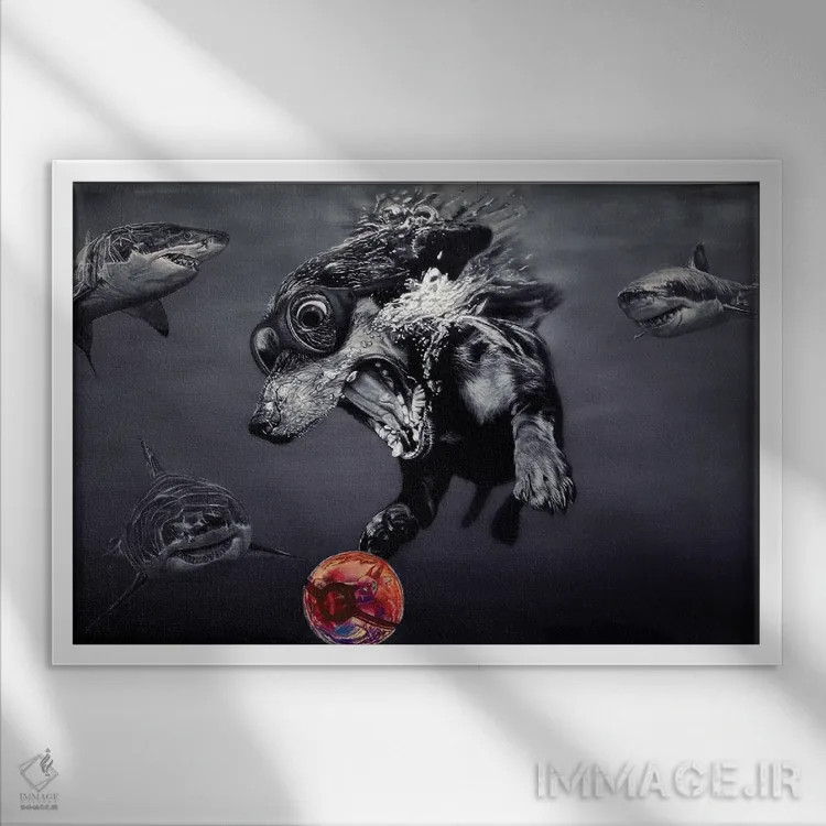 تابلو اگر میتوانی مرا بگیر (سیاه و سفید) اثر جی.بلو استودیو (استودیو هنری) - نمای قابدار سفید