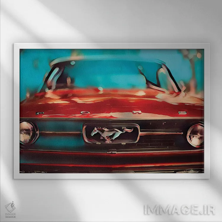تابلو موستانگ قدیمی من (خودروی کلاسیک) اثر جی.بلو استودیو (استودیو هنری) - نمای قابدار سفید