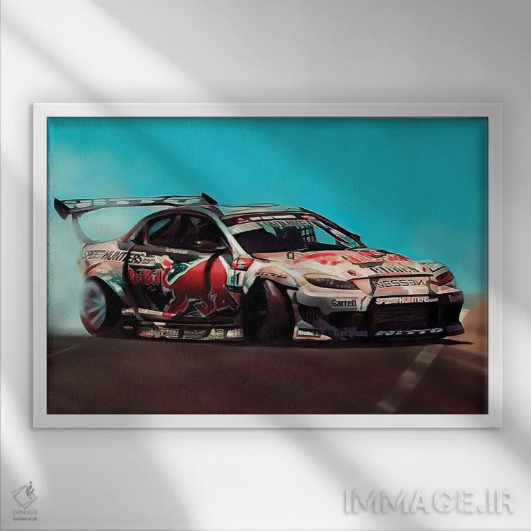 تابلو ماشین دریفت III اثر جی.بلو استودیو (استودیو هنری) - نمای قابدار سفید
