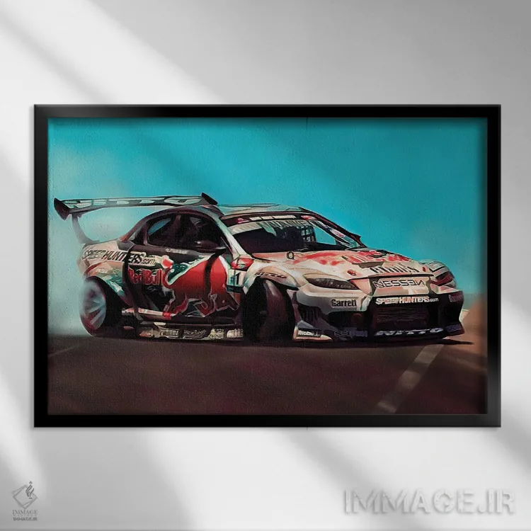 تابلو ماشین دریفت III اثر جی.بلو استودیو (استودیو هنری) - نمای قابدار مشکی