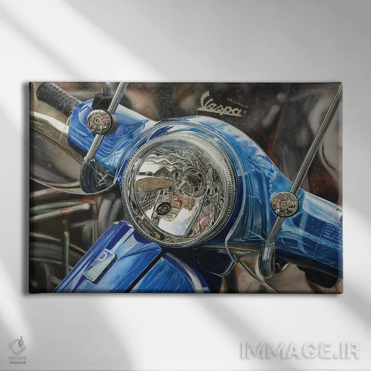 تابلو وسپا (موتور کلاسیک) اثر جی.بلو استودیو (استودیو هنری) - نمای روبهرو روی دیوار
