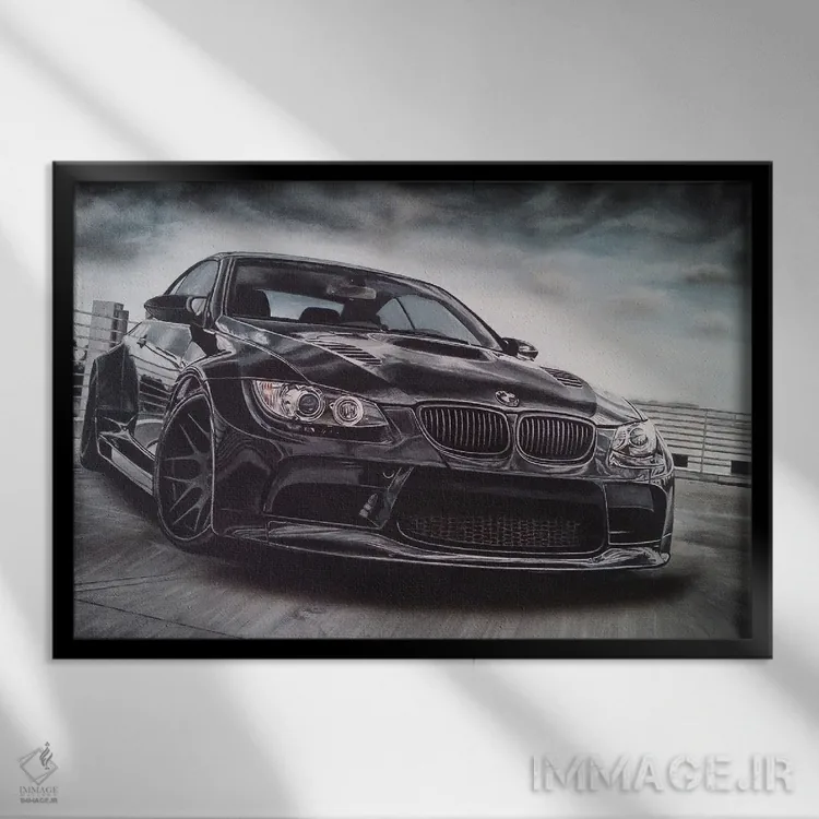 تابلو ماشین اسپرت اثر جی.بلو استودیو (استودیو هنری) - نمای قابدار مشکی
