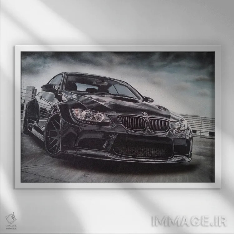 تابلو ماشین اسپرت اثر جی.بلو استودیو (استودیو هنری) - نمای قابدار سفید