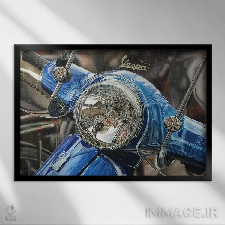 تابلو وسپا (موتور کلاسیک) اثر جی.بلو استودیو (استودیو هنری) - نمای قابدار مشکی