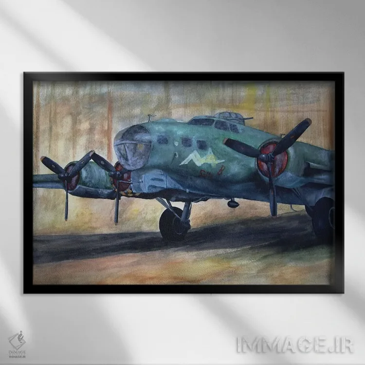 تابلو هواپیمای قدیمی I اثر جی.بلو استودیو (استودیو هنری) - نمای قابدار مشکی