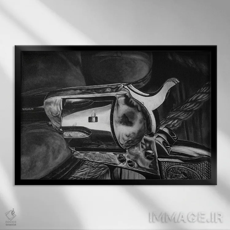 تابلو غرب وحشی II (سیاه و سفید) اثر جی.بلو استودیو (استودیو هنری) - نمای قابدار مشکی