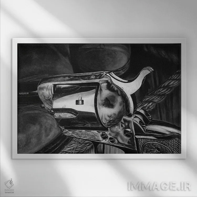 تابلو غرب وحشی II (سیاه و سفید) اثر جی.بلو استودیو (استودیو هنری) - نمای قابدار سفید