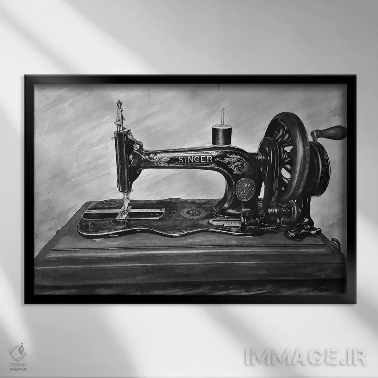 تابلو ماشین III (سیاه و سفید) اثر جی.بلو استودیو (استودیو هنری) - نمای قابدار مشکی