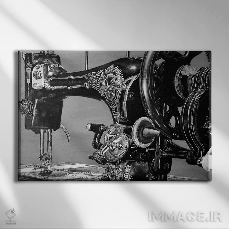تابلو ماشین شمارهٔ هفت (سیاه و سفید) اثر جی.بلو استودیو (استودیو هنری) - نمای روبهرو روی دیوار