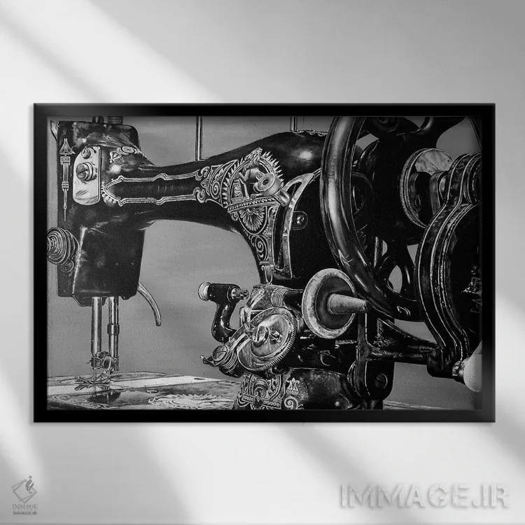 تابلو ماشین شمارهٔ هفت (سیاه و سفید) اثر جی.بلو استودیو (استودیو هنری) - نمای قابدار مشکی