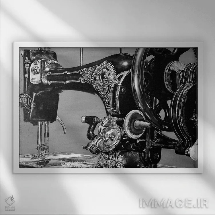 تابلو ماشین شمارهٔ هفت (سیاه و سفید) اثر جی.بلو استودیو (استودیو هنری) - نمای قابدار سفید