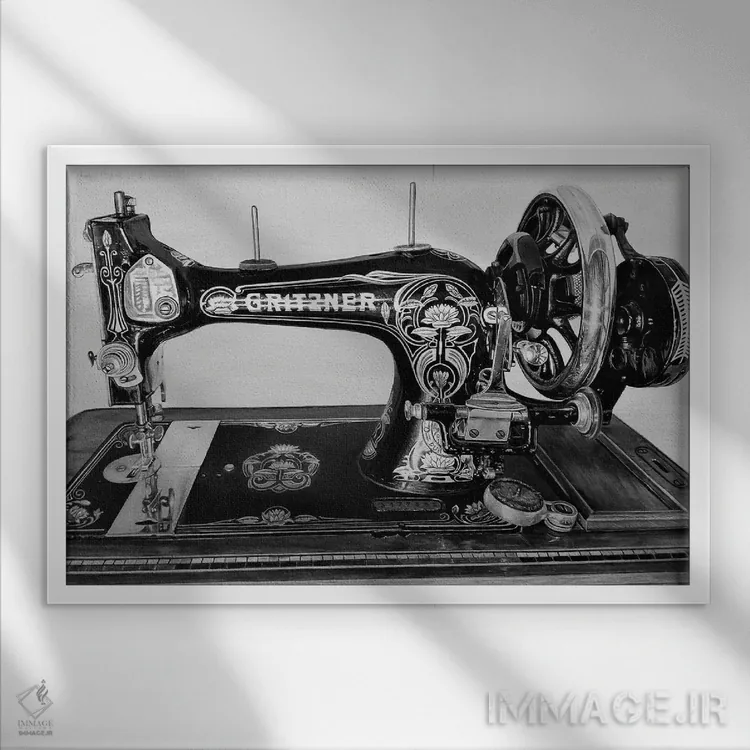 تابلو ماشین شمارهٔ یازده (سیاه و سفید) اثر جی.بلو استودیو (استودیو هنری) - نمای قابدار سفید