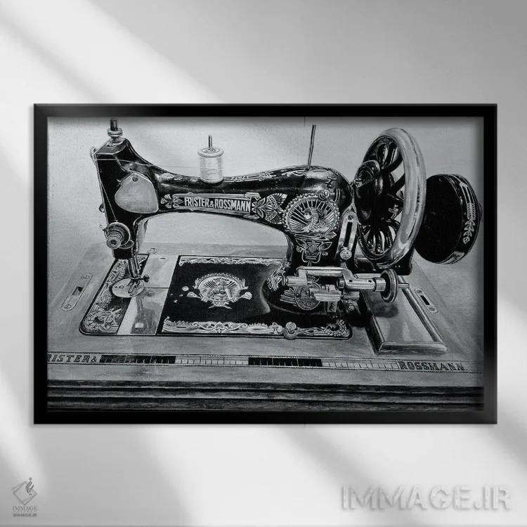 تابلو ماشین شمارهٔ دوازده (سیاه و سفید) اثر جی.بلو استودیو (استودیو هنری) - نمای قابدار مشکی