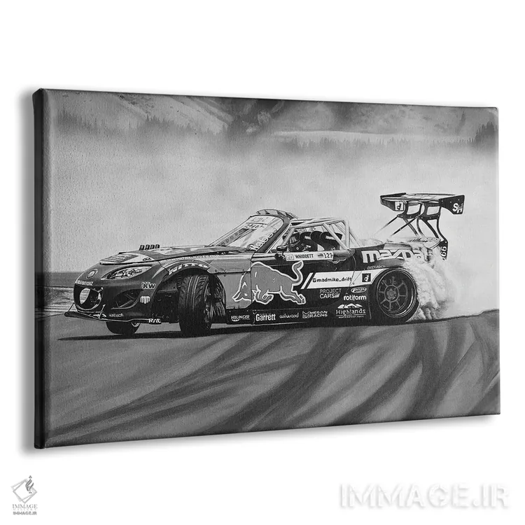 تابلو ماشین دریفت مد مایک (سیاه و سفید) اثر جی.بلو استودیو (استودیو هنری) - نمای پرسپکتیو محصول
