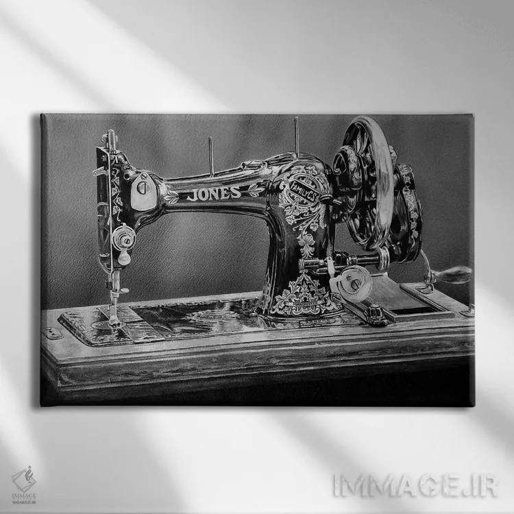 تابلو ماشین شمارهٔ هشت (سیاه و سفید) اثر جی.بلو استودیو (استودیو هنری) - نمای روبهرو روی دیوار