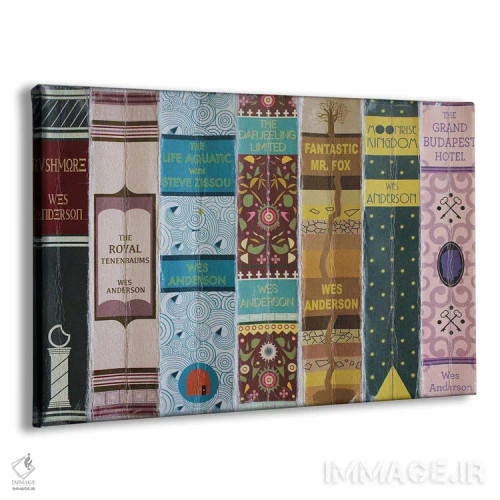 تابلو فیلمهای وس اندرسون (به سبک کتاب) اثر جردن بولتون - نمای پرسپکتیو محصول