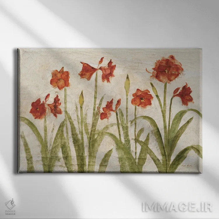 تابلو ردیف آمارلیس قرمز (روشن) اثر چری بلوم - نمای روبهرو روی دیوار