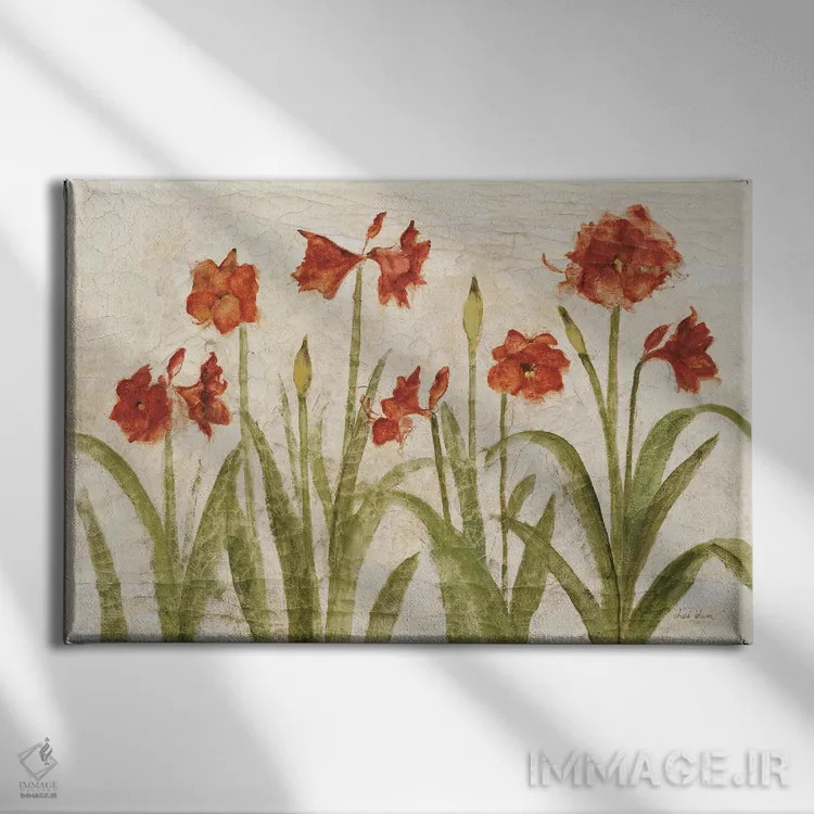 تابلو ردیف آمارلیس قرمز (روشن) اثر چری بلوم - نمای روبهرو روی دیوار