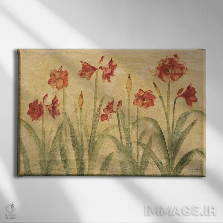 تابلو ردیف آمارلیس قرمز اثر چری بلوم - نمای روبهرو روی دیوار