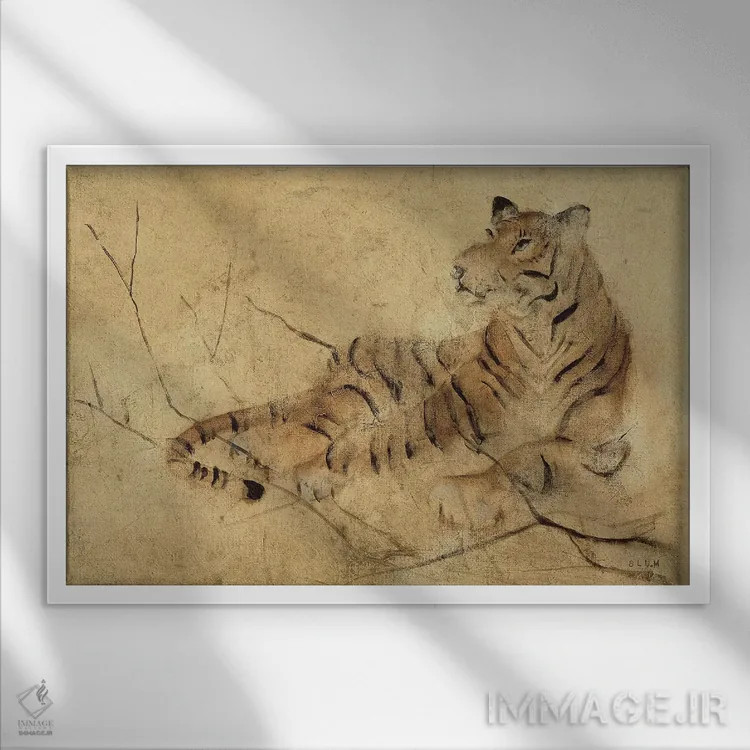تابلو ببر جهانی (روشن) اثر چری بلوم - نمای قابدار سفید