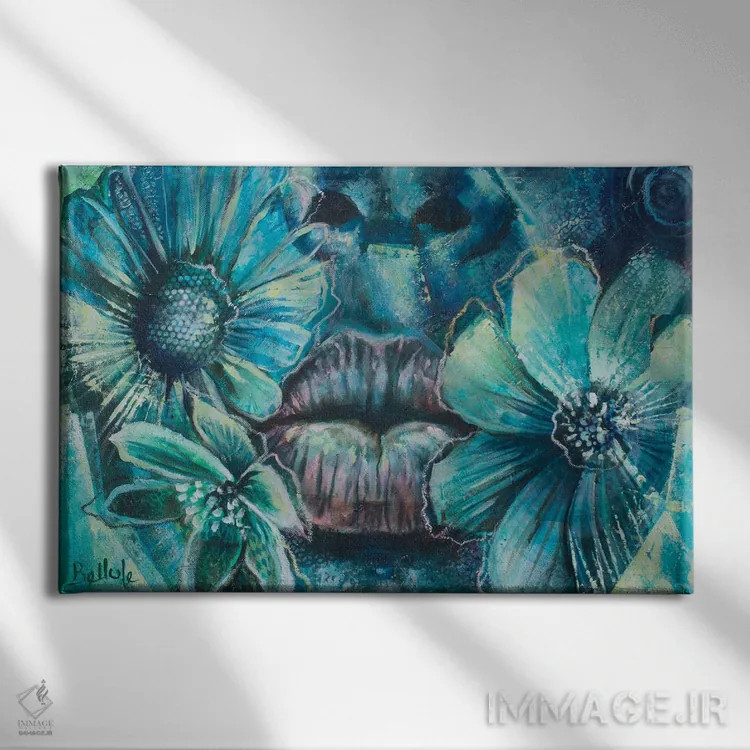 تابلو بوسهٔ صورتی اثر بلول آرت - نمای روبهرو روی دیوار