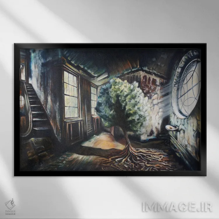 تابلو دگرگونی درونی (اعوجاج داخلی) اثر بلول آرت - نمای قابدار مشکی