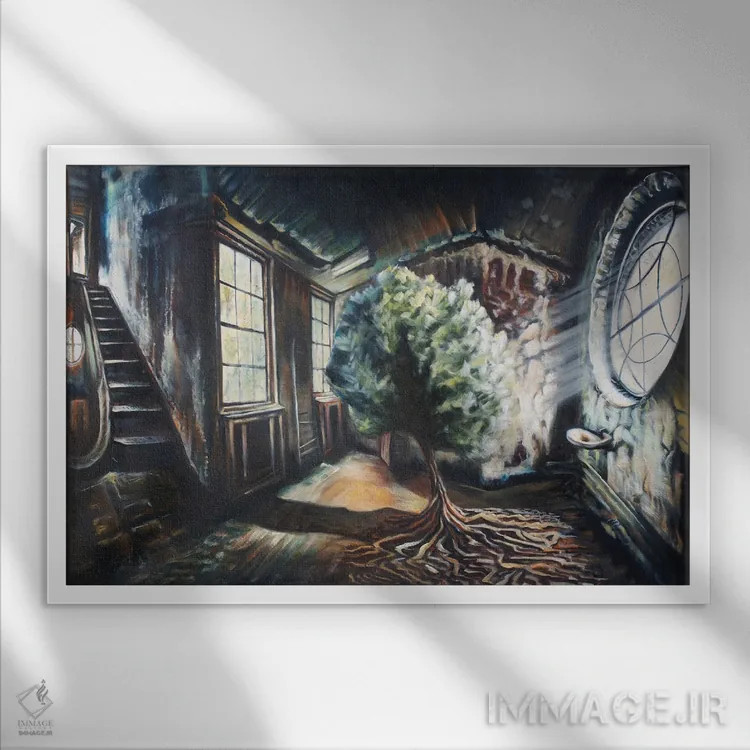 تابلو دگرگونی درونی (اعوجاج داخلی) اثر بلول آرت - نمای قابدار سفید