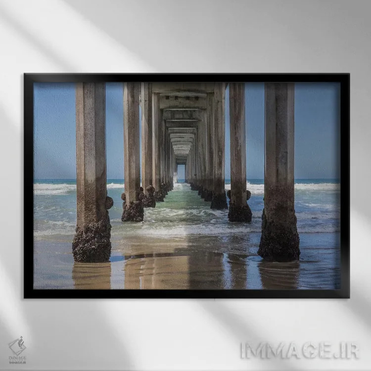 تابلو La Jolla,زیر اسکله اسکریپس، لاجولا (نام مکان) اثر باربارا مارکوف - نمای قابدار مشکی