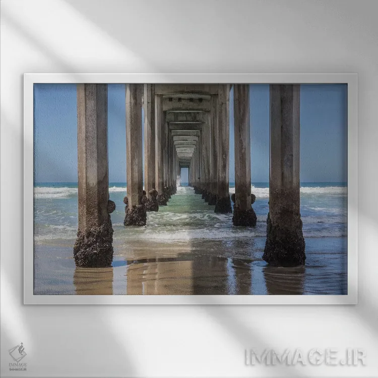 تابلو La Jolla,زیر اسکله اسکریپس، لاجولا (نام مکان) اثر باربارا مارکوف - نمای قابدار سفید