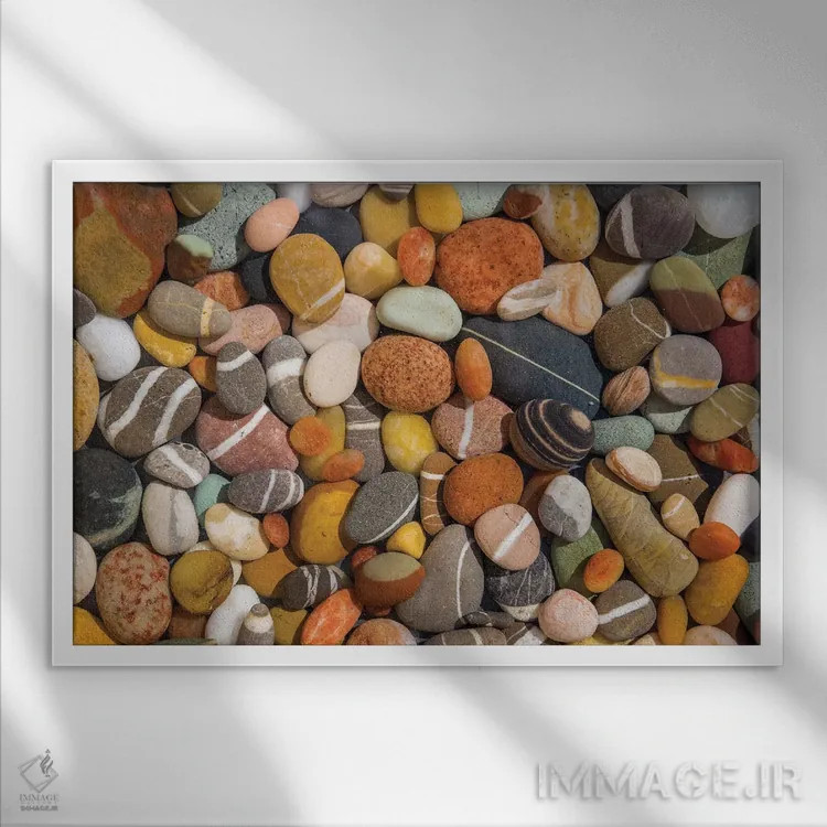 تابلو مجموعه سنگهای ساحلی اثر باربارا مارکوف - نمای قابدار سفید