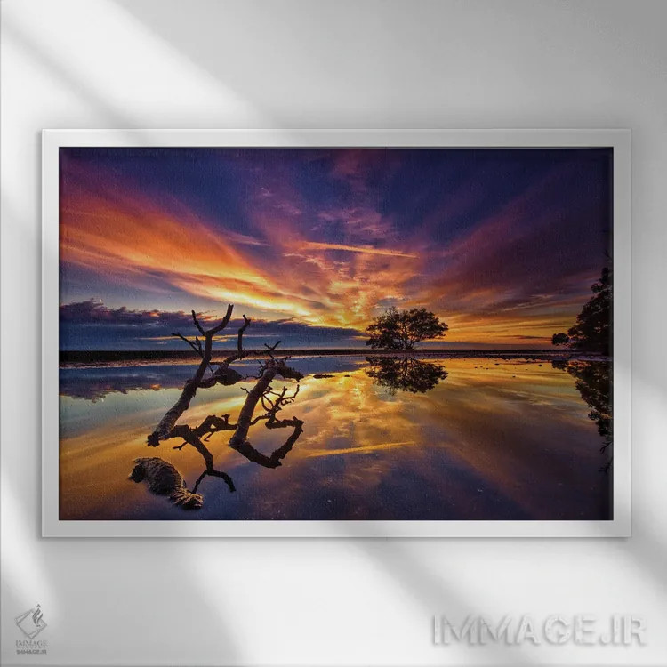 تابلو چوبها و درختان II اثر بن مولدر - نمای قابدار سفید