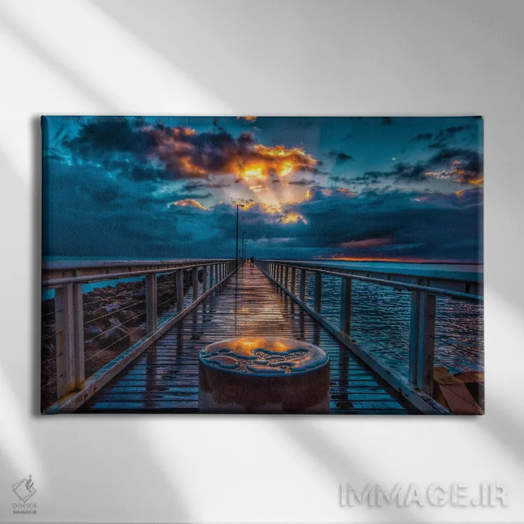 تابلو باران روی اسکله اثر بن مولدر - نمای روبهرو روی دیوار