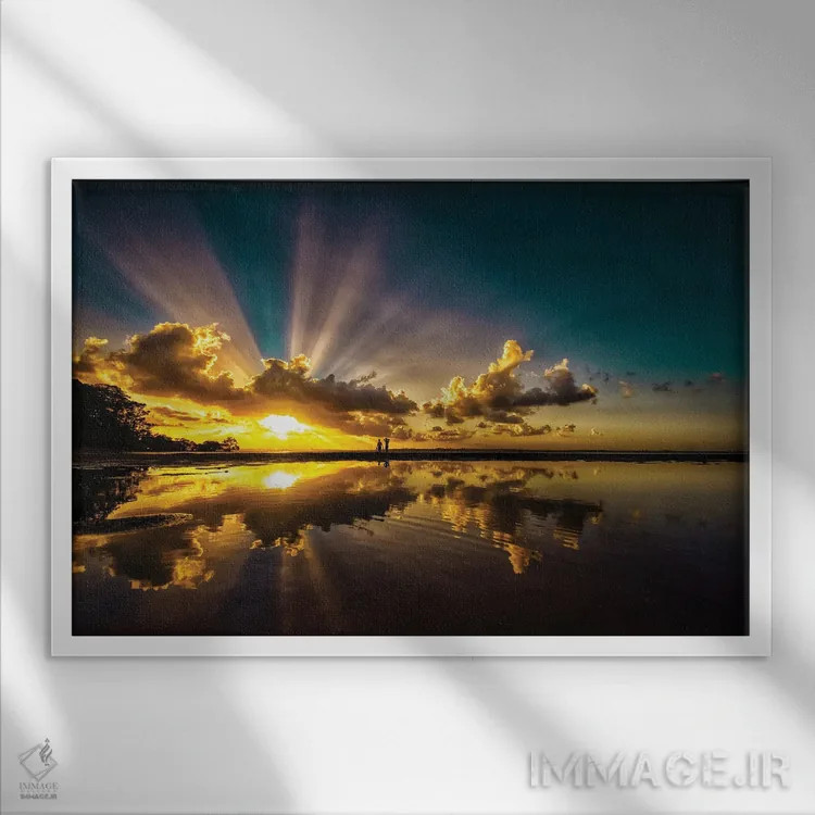 تابلو پرتوهای نور اثر بن مولدر - نمای قابدار سفید