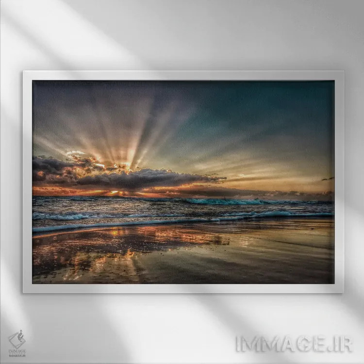 تابلو پرتوهای خورشید اثر بن مولدر - نمای قابدار سفید