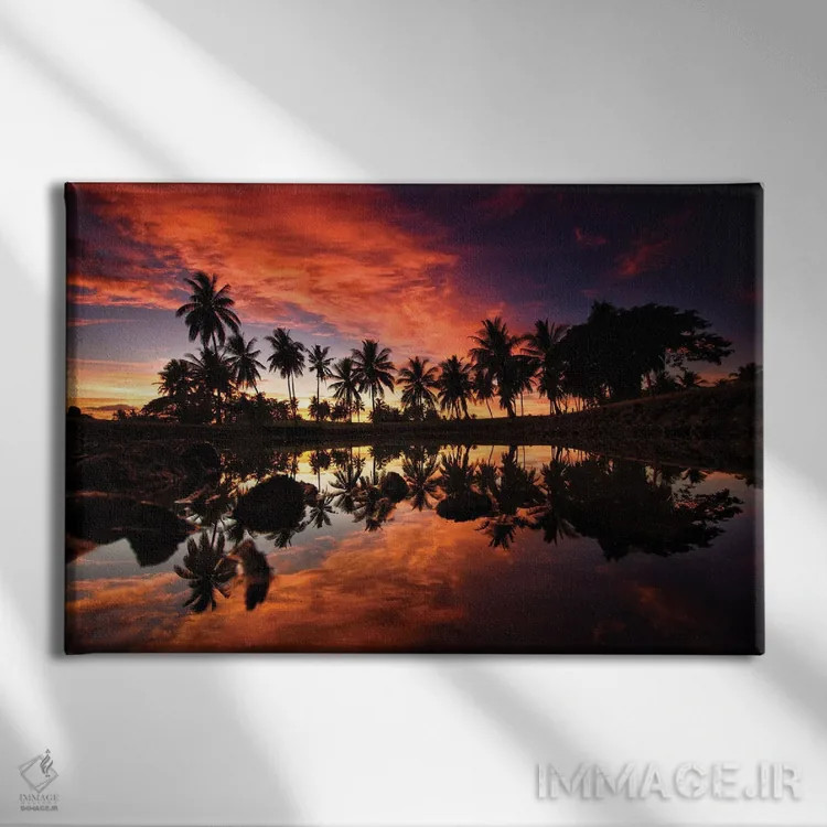 تابلو دریاچهٔ درخت نخل اثر بن مولدر - نمای روبهرو روی دیوار