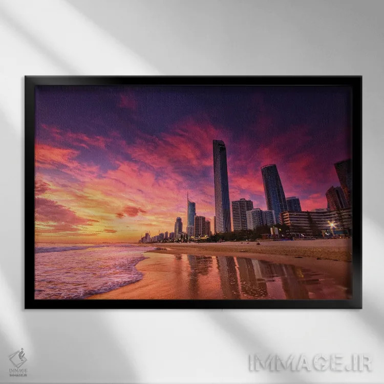 تابلو شهر ساحلی اثر بن مولدر - نمای قابدار مشکی