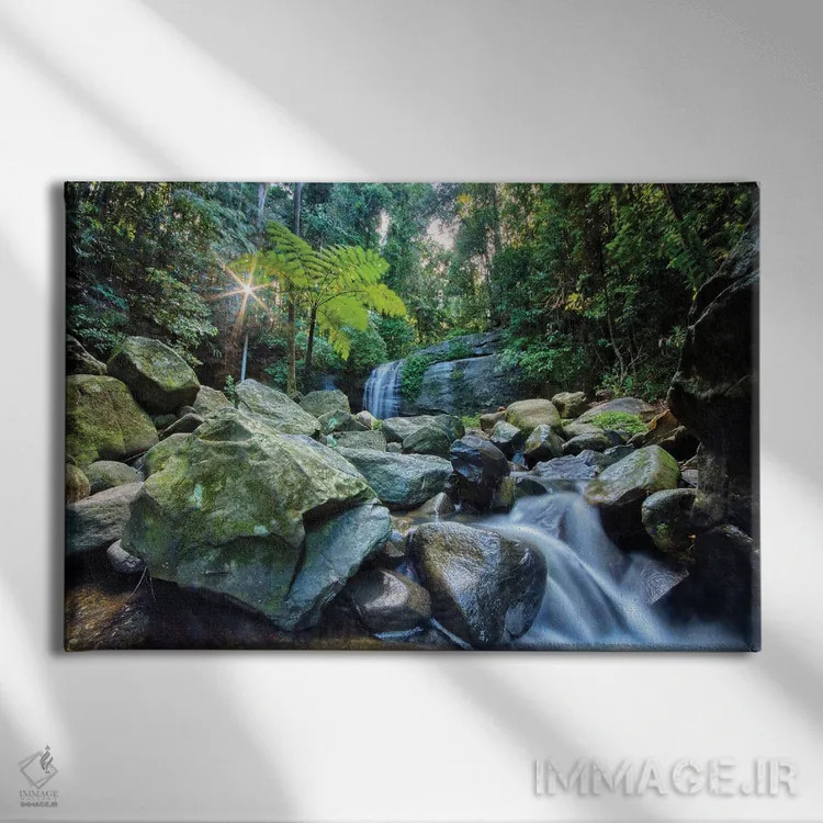 تابلو آبشارها اثر بن مولدر - نمای روبهرو روی دیوار