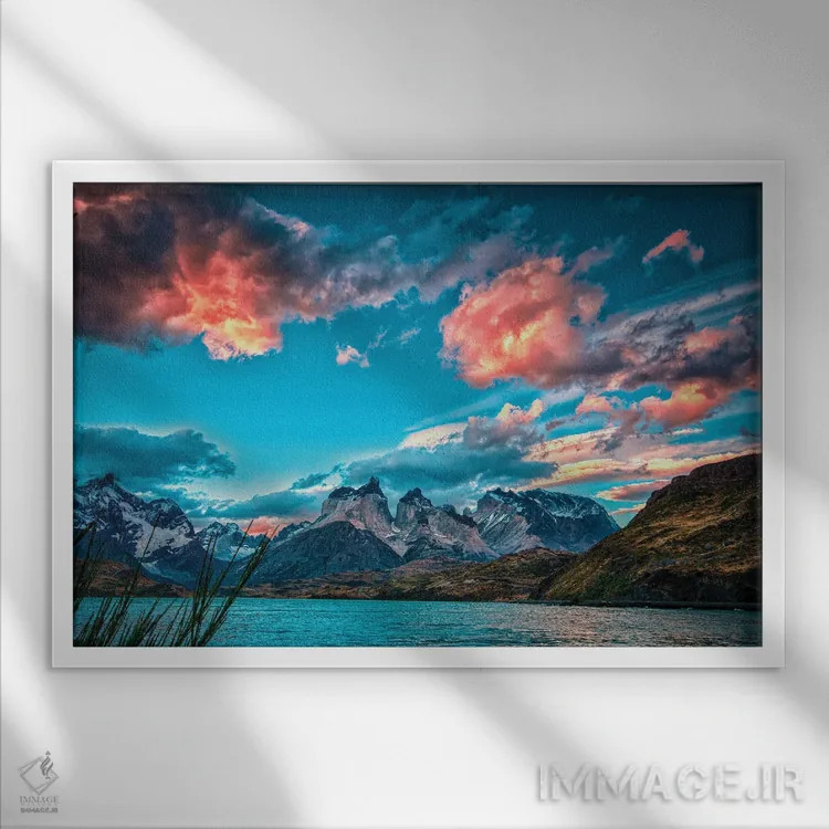 تابلو دریاچهٔ پهاوئه اثر بن مولدر - نمای قابدار سفید