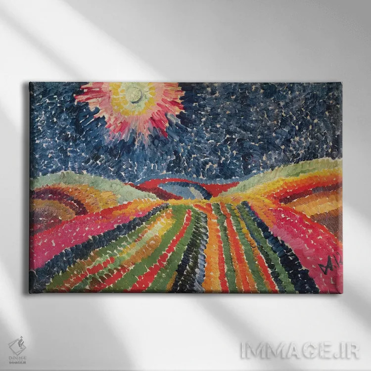 تابلو 1912 (oil on cardboard),مسیر، ۱۹۱۲ (رنگ روغن روی مقوا) اثر ویلهلم مورگنر - نمای روبهرو روی دیوار