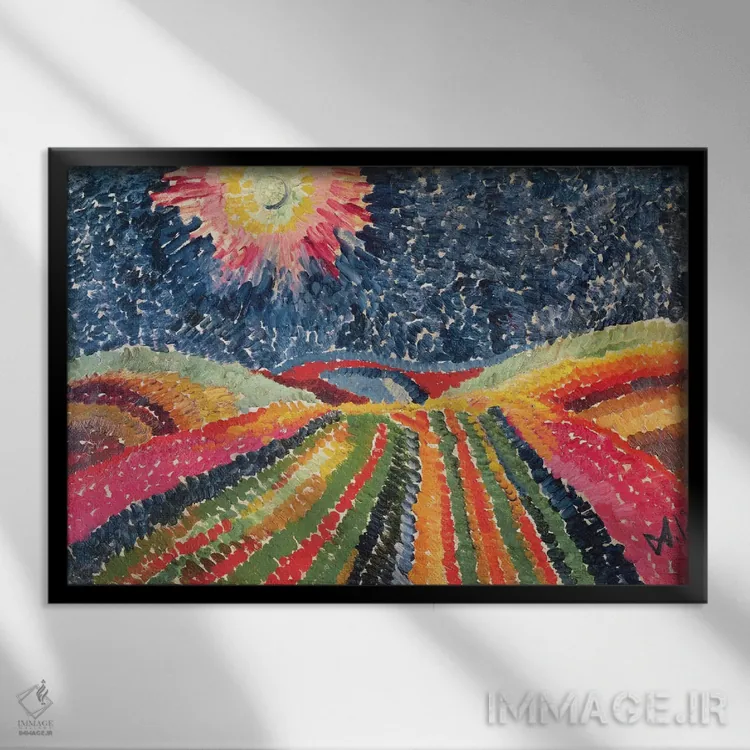 تابلو 1912 (oil on cardboard),مسیر، ۱۹۱۲ (رنگ روغن روی مقوا) اثر ویلهلم مورگنر - نمای قابدار مشکی