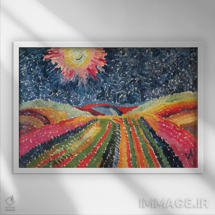 تابلو 1912 (oil on cardboard),مسیر، ۱۹۱۲ (رنگ روغن روی مقوا) اثر ویلهلم مورگنر - نمای قابدار سفید