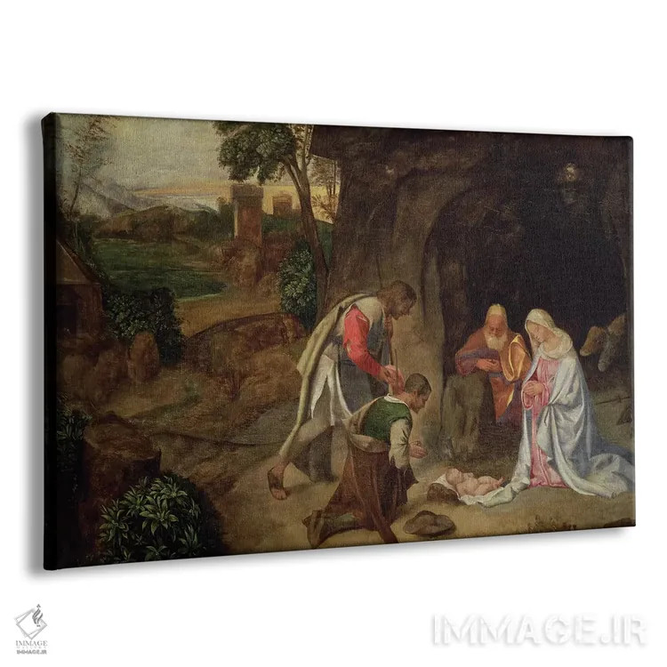 تابلو 1510,پرستش چوپانان، ۱۵۱۰ (مضمون معنویتی) اثر جورجو جورجیونه (نقاش ونیزی رنسانس) - نمای پرسپکتیو محصول