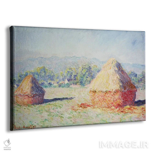 تابلو Morning Effect, 1891,خرمنها زیر آفتاب، جلوه صبحگاهی، ۱۸۹۱ اثر کلود مونه (نقاش معروف فرانسوی) - نمای پرسپکتیو محصول