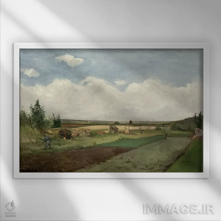 تابلو منظره، ۱۸۷۳ اثر پل گوگن - نمای قابدار سفید